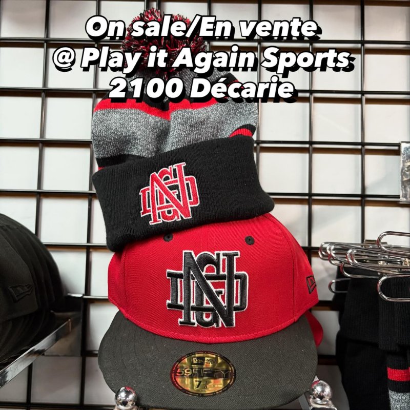 Tuque and baseball cap with NDG baseball logo